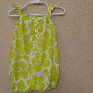 Carter's yellow green and white romper with Floral print size 12 months